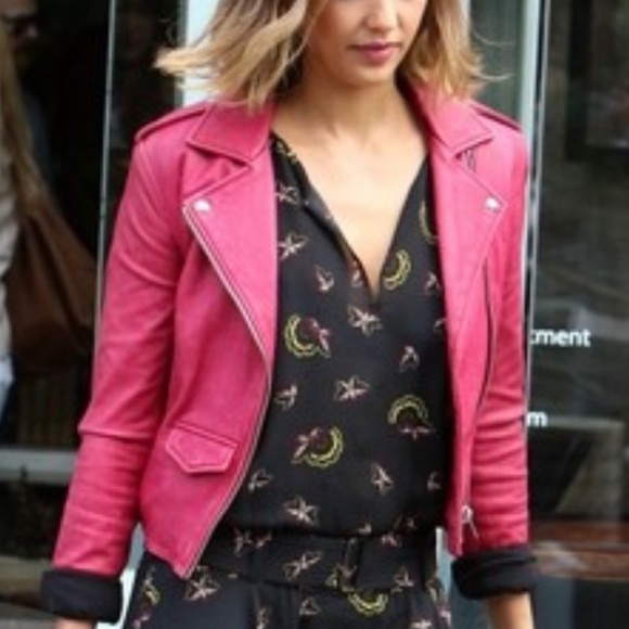 IRO Jackets & Blazers - Iro Hot Pink Leather Jacket Size 0